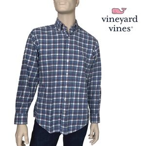 Vineyard Vines by Shep & Ian Whale Shirt Cotton Button Front Plaid Monogrammed